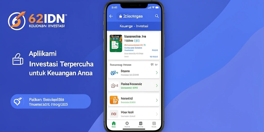 Antarmuka aplikasi 62IDN yang user-friendly dan modern untuk investasi.