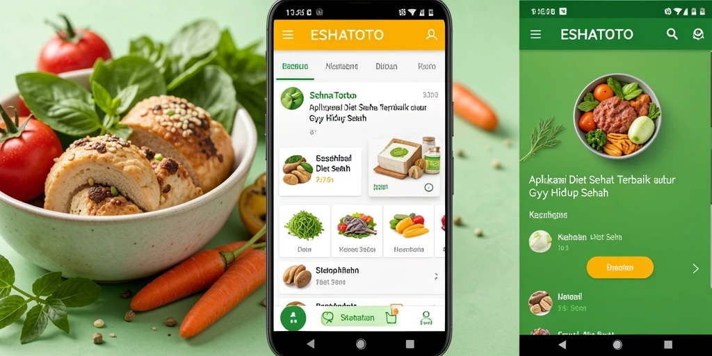Antarmuka aplikasi ESHATOTO yang menarik dan informatif untuk diet sehat.