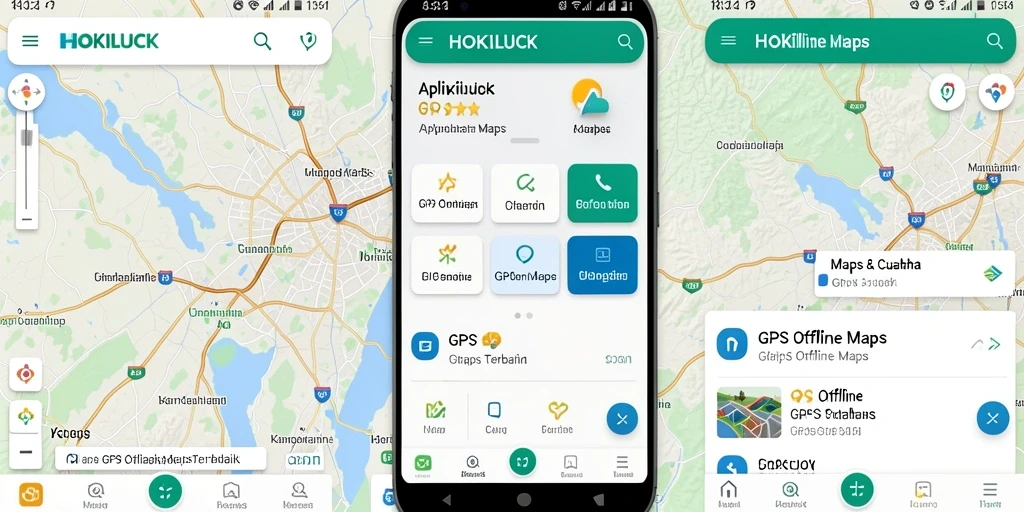 Tampilan antarmuka HOKILUCK dengan fungsi GPS Offline Maps yang intuitif.
