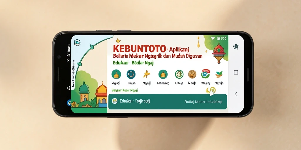 Antarmuka aplikasi KEBUNTOTO yang interaktif dan edukatif untuk belajar ngaji.