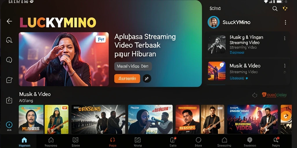 Antarmuka LUCKYMINO menampilkan berbagai pilihan video untuk ditonton.