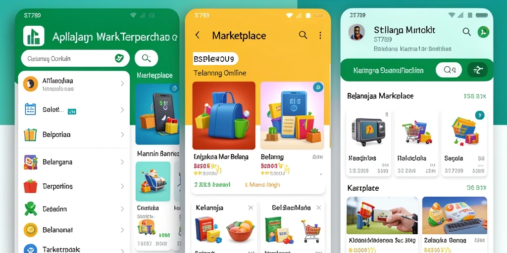 Screenshot antarmuka utama ST789 yang menampilkan koleksi produk Marketplace.